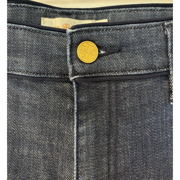TORY BURCH Jeans Womens Sz 28 Blue Denim Cropped, Piped‎ Jean Frayed Bottoms - Picture 3 of 10